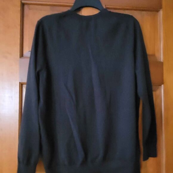 Men's Size Large Lands' End Light Weight V-neck Black Sweater - Picture 4 of 4